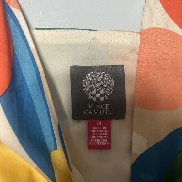 Vince Camuto Floral Midi Sundress Cream Yellow Orange Green Blue Size 14 - Picture 9 of 12